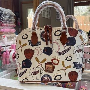 Dooney & Bourke Baseball Themed Satchel - Cream and Brown
